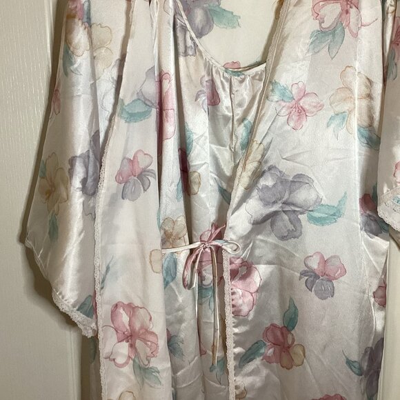 Vintage Carolyn Holt Renfrew Women's Maxi Nightgown & Robe Set Size L Floral - Picture 4 of 12